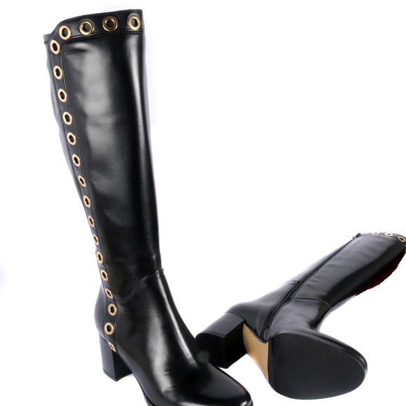 Le Pepe Nappa Black Knee High Boots - Picture 4 of 4